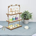 19" tall Metal with Wood 3 Tier Cupcake Holder Dessert Stand - Gold and Natural CAKE_WOD005_L_GOLD