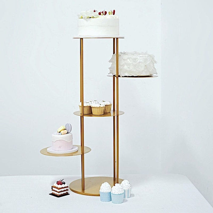2.5 ft Round 5 Tier Metal Cake Dessert Display Stand Centerpiece - Gold CAKE_STND_R03_4_GOLD