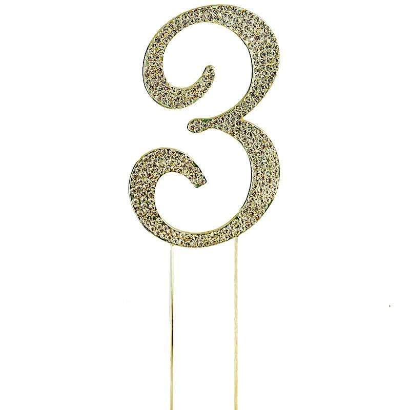 2.5" Rhinestone Cake Topper - Gold