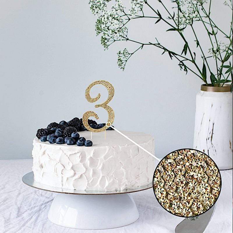 2.5" Rhinestone Cake Topper - Gold