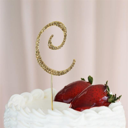 2.5" Rhinestone Cake Topper Gold Letter CAKE_TOPG2_C
