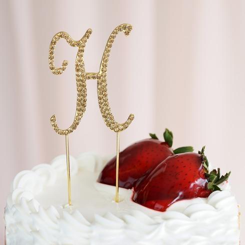 2.5" Rhinestone Cake Topper Gold Letter CAKE_TOPG2_H