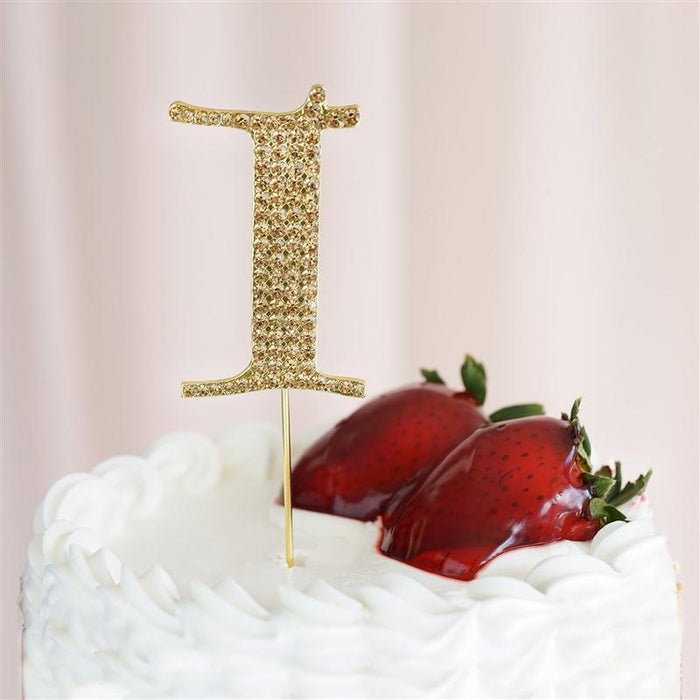 2.5" Rhinestone Cake Topper Gold Letter CAKE_TOPG2_I
