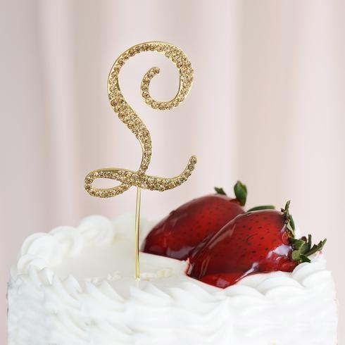 2.5" Rhinestone Cake Topper Gold Letter CAKE_TOPG2_L