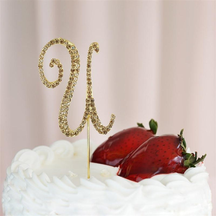 2.5" Rhinestone Cake Topper Gold Letter CAKE_TOPG2_U
