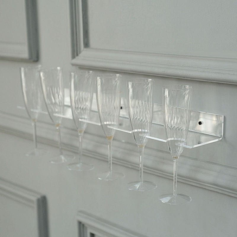 2 Acrylic 21" Wine Glass Rack Wall Mounted Champagne Flute Shelves - Clear DISP_STND_ACRY02_1_CLR