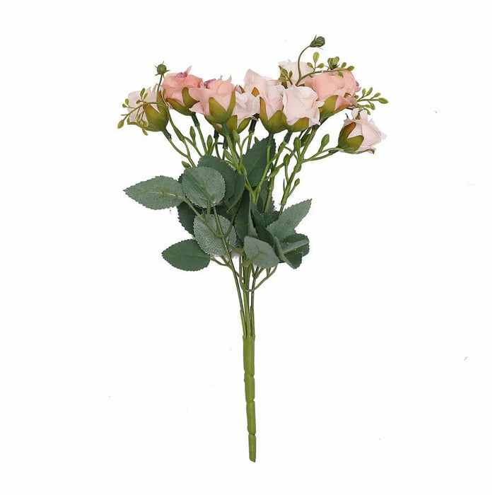 2 Bouquets 12" Faux Open Roses Artificial Flower Bushes ARTI_RS009_S_046