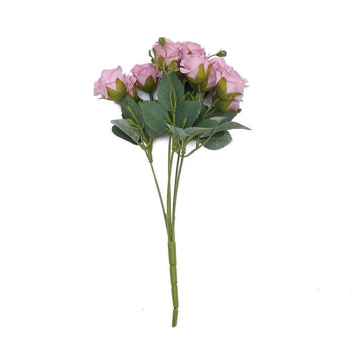 2 Bouquets 12" Faux Open Roses Artificial Flower Bushes ARTI_RS009_S_LAV