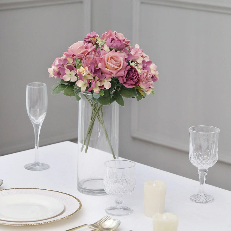 2 Bouquets 12" Silk Artificial Peony Flowers