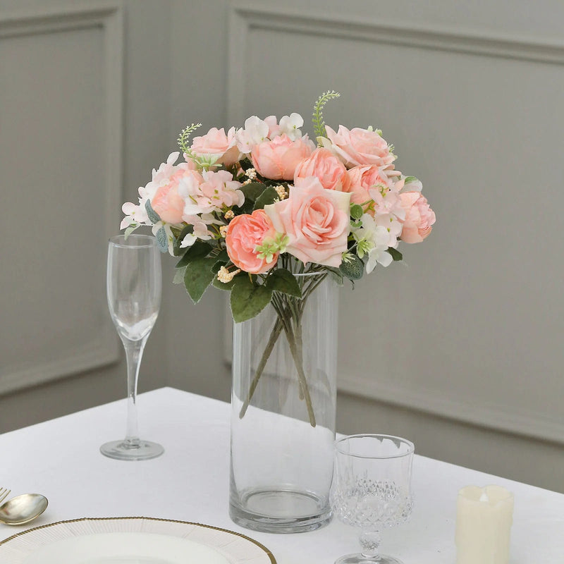 2 Bouquets 12" Silk Artificial Peony Flowers