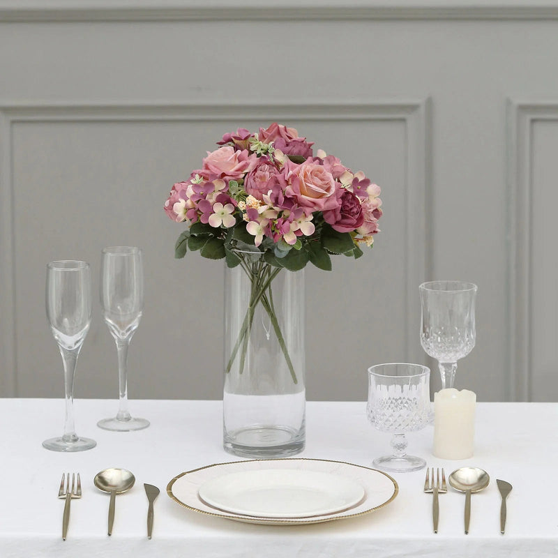 2 Bouquets 12" Silk Artificial Peony Flowers