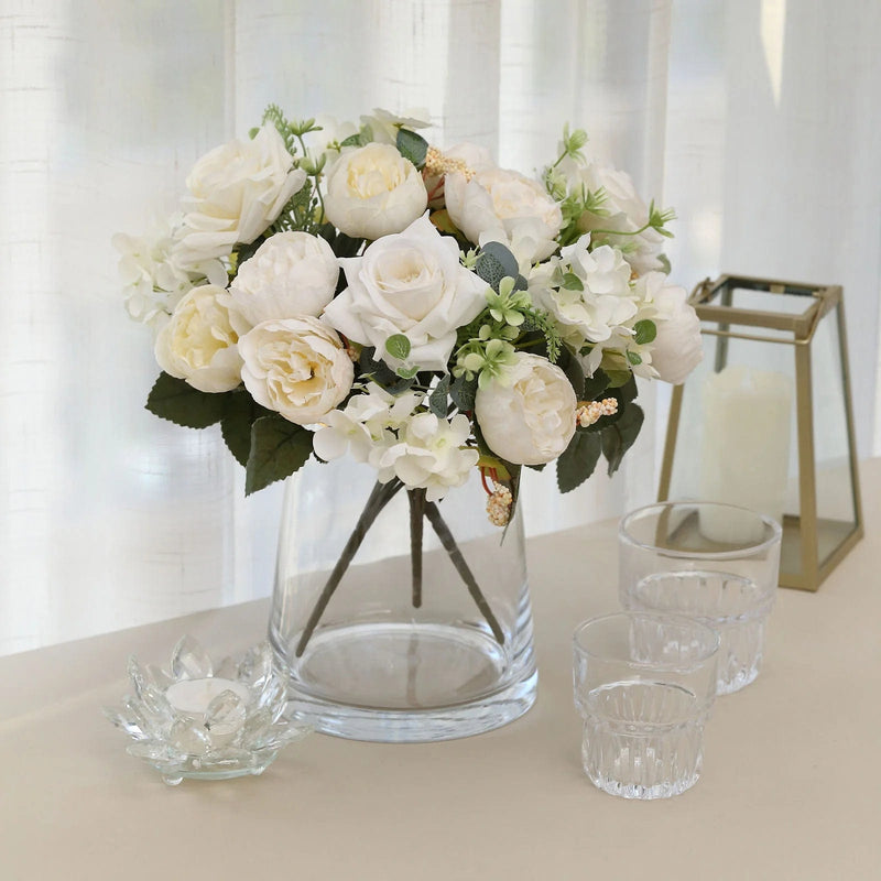 2 Bouquets 12" Silk Flowers Assorted Artificial Floral Bushes