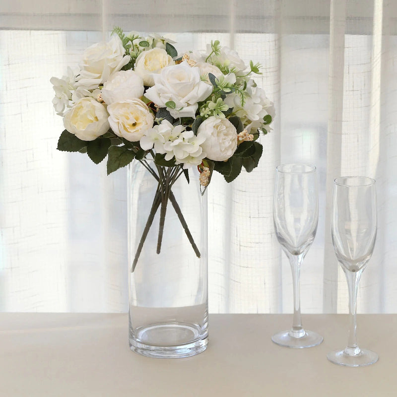 2 Bouquets 12" Silk Flowers Assorted Artificial Floral Bushes