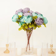 2 Bouquets 19" Silk Peony Flowers Artificial Floral Bushes