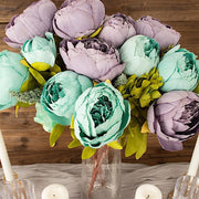 2 Bouquets 19" Silk Peony Flowers Artificial Floral Bushes