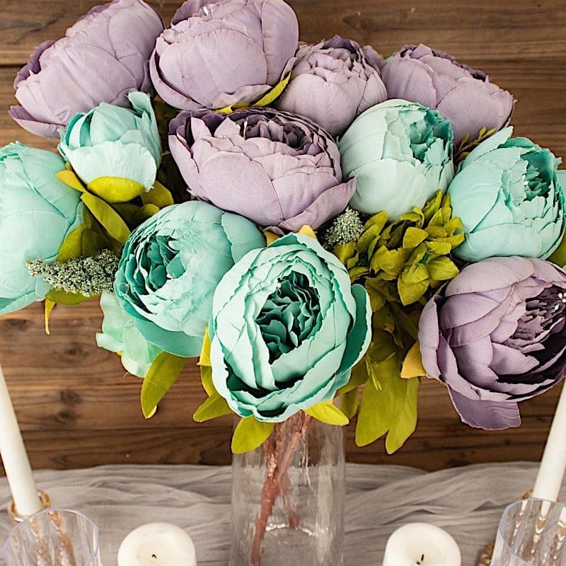 2 Bouquets 19" Silk Peony Flowers Artificial Floral Bushes