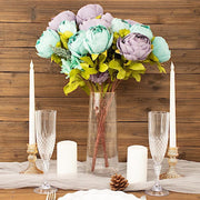 2 Bouquets 19" Silk Peony Flowers Artificial Floral Bushes