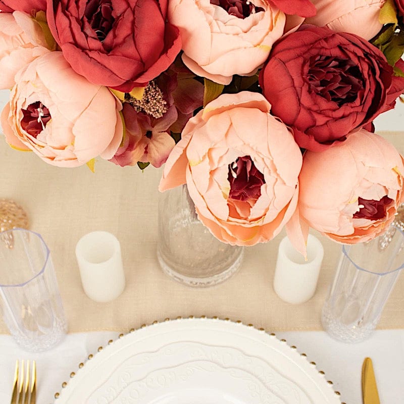 2 Bouquets 19" Silk Peony Flowers Artificial Floral Bushes