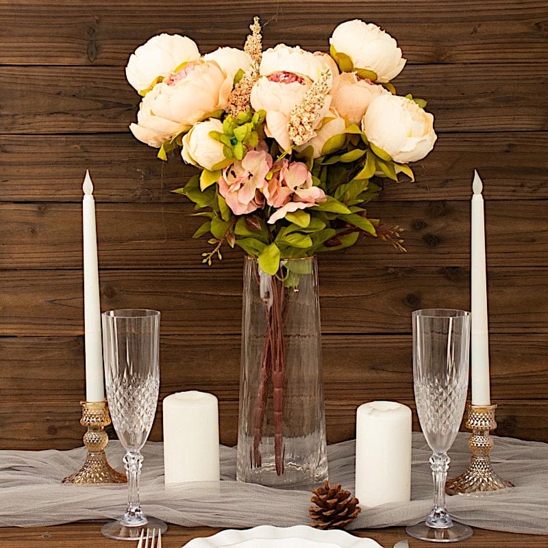 2 Bouquets 19" Silk Peony Flowers Artificial Floral Bushes