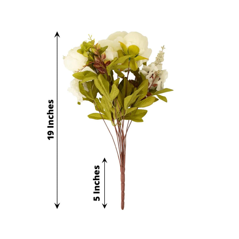 2 Bouquets 19" Silk Peony Flowers Artificial Floral Bushes