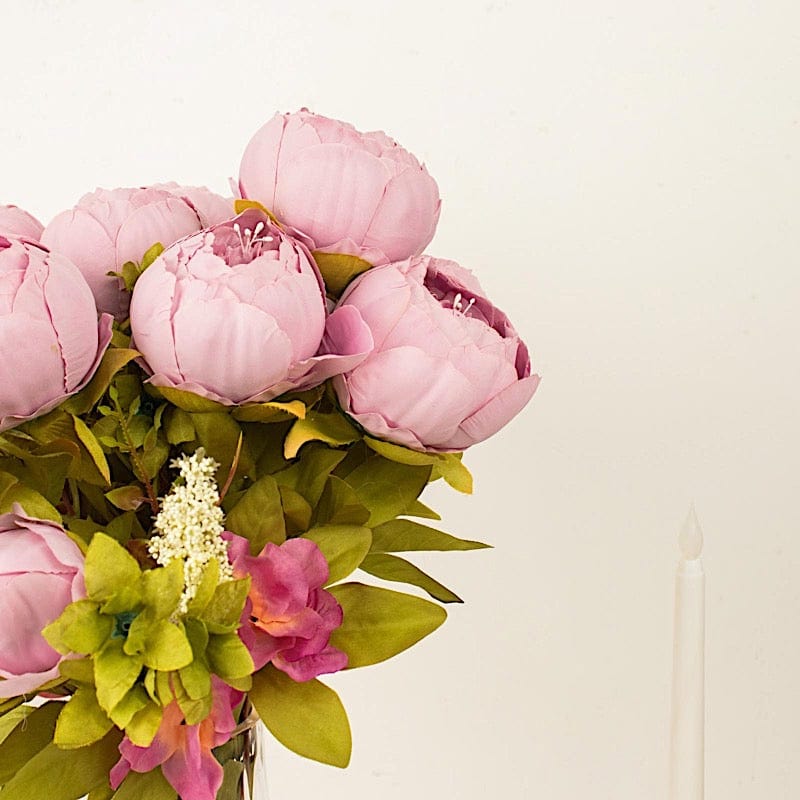 2 Bouquets 19" Silk Peony Flowers Artificial Floral Bushes