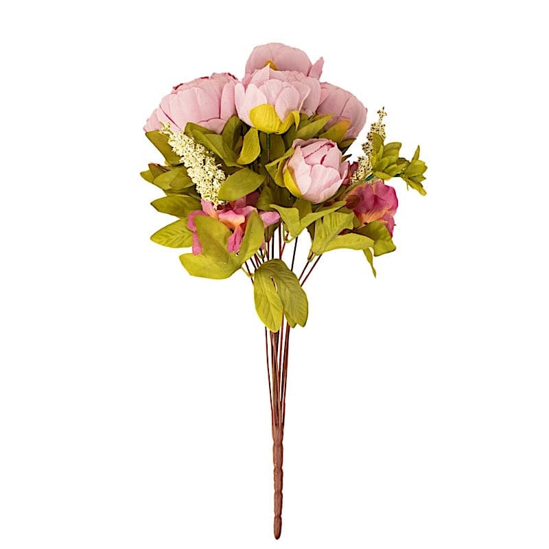 2 Bouquets 19" Silk Peony Flowers Artificial Floral Bushes