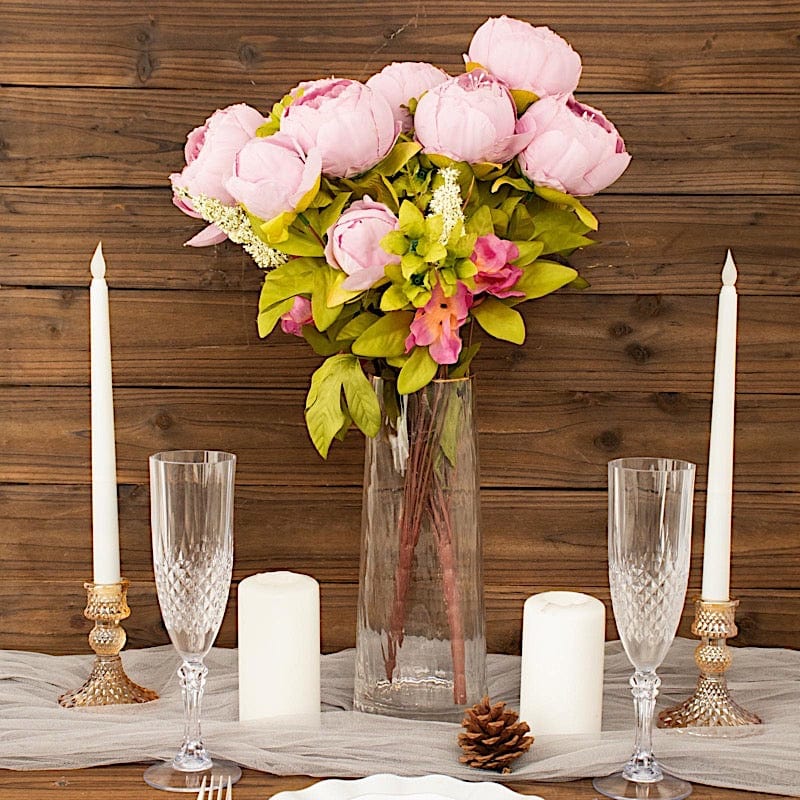 2 Bouquets 19" Silk Peony Flowers Artificial Floral Bushes