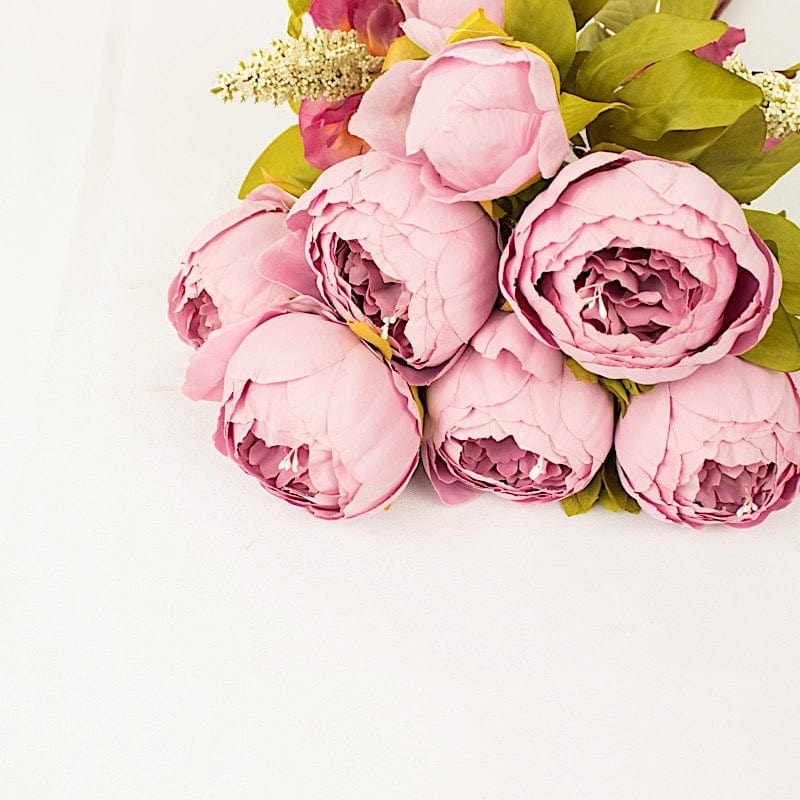 2 Bouquets 19" Silk Peony Flowers Artificial Floral Bushes