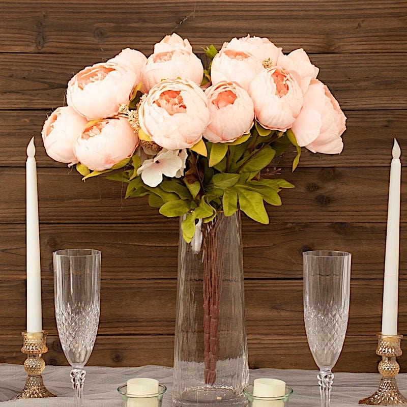 2 Bouquets 19" Silk Peony Flowers Artificial Floral Bushes