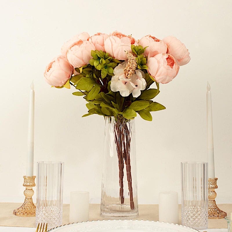 2 Bouquets 19" Silk Peony Flowers Artificial Floral Bushes