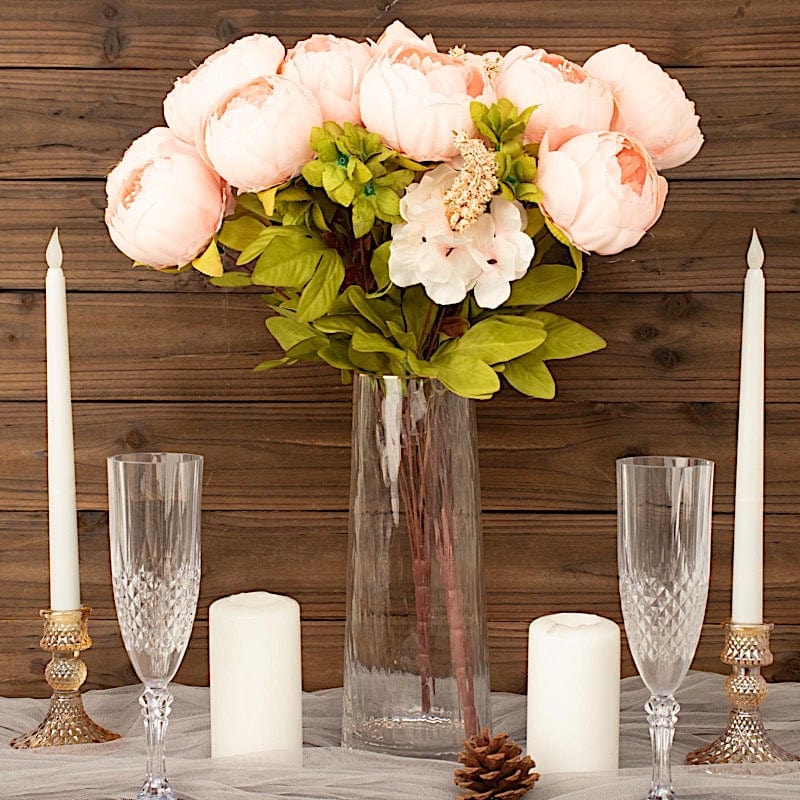 2 Bouquets 19" Silk Peony Flowers Artificial Floral Bushes