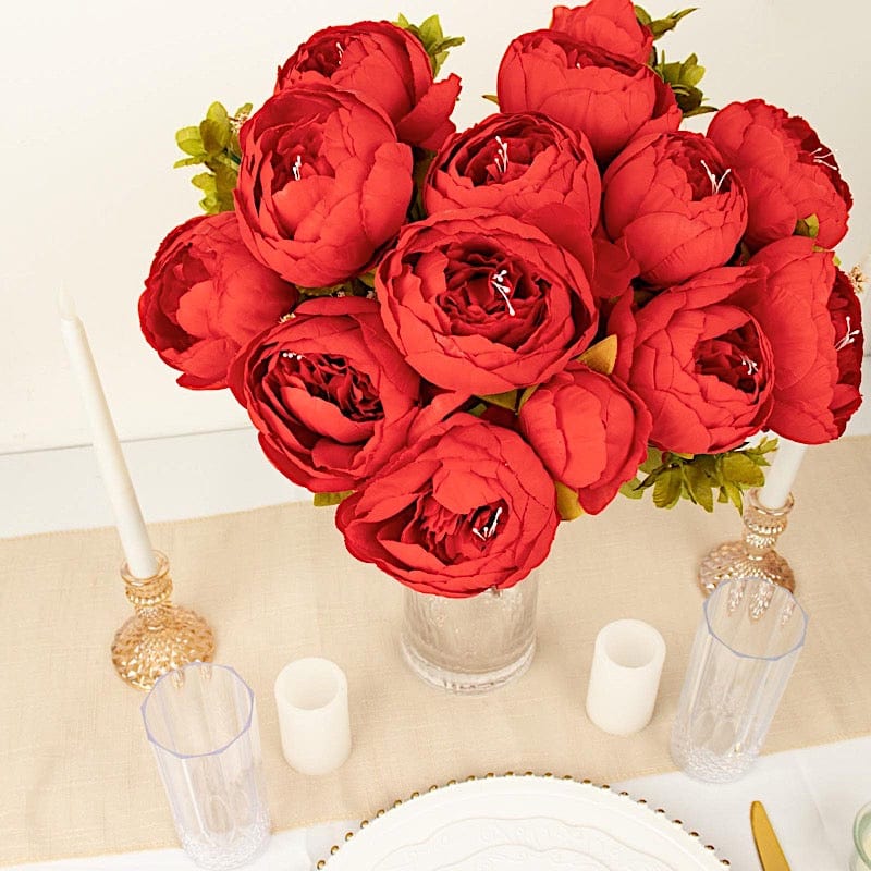 2 Bouquets 19" Silk Peony Flowers Artificial Floral Bushes