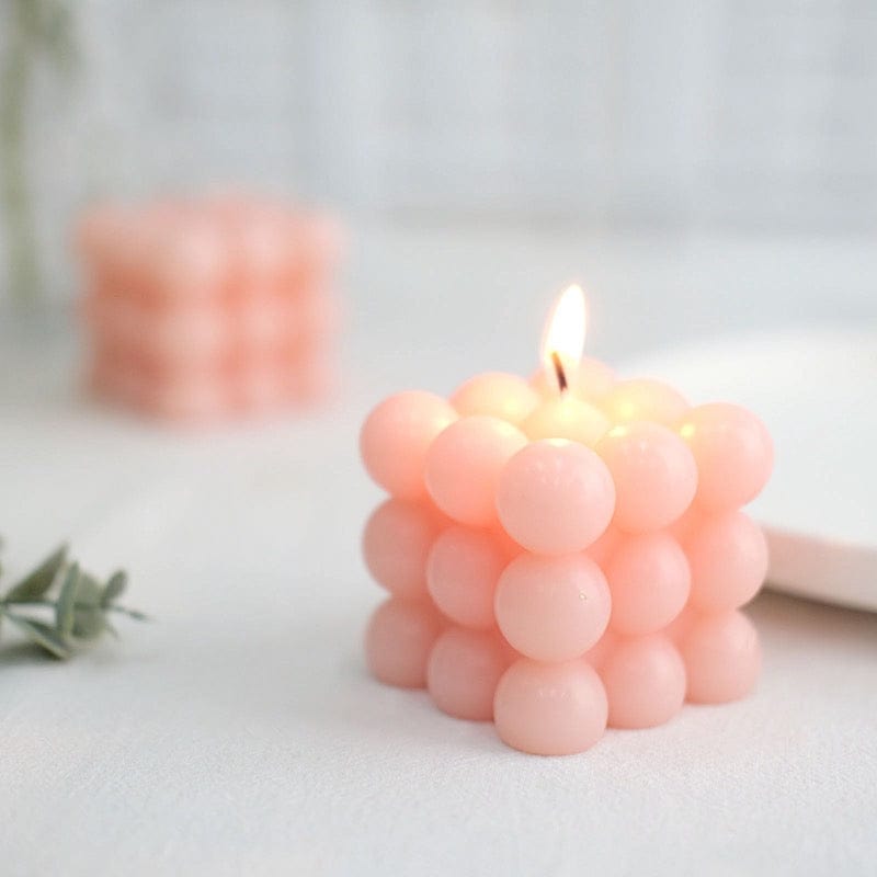 2 Bubble Cube Unscented Paraffin Wax Candles Wedding Centerpieces