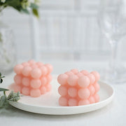 2 Bubble Cube Unscented Paraffin Wax Candles Wedding Centerpieces