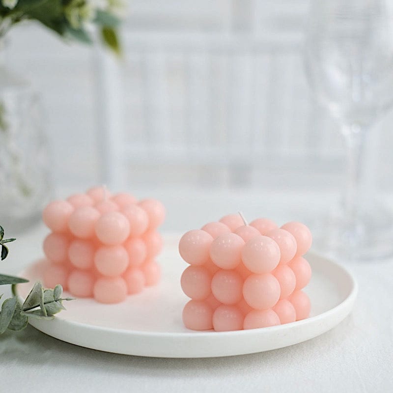 2 Bubble Cube Unscented Paraffin Wax Candles Wedding Centerpieces