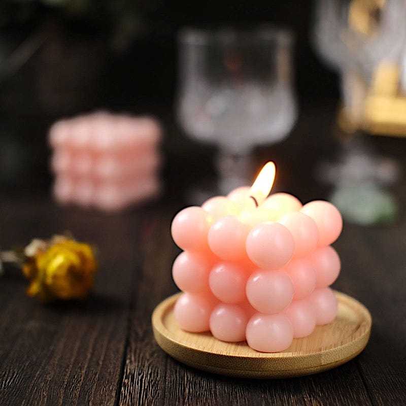 2 Bubble Cube Unscented Paraffin Wax Candles Wedding Centerpieces