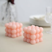 2 Bubble Cube Unscented Paraffin Wax Candles Wedding Centerpieces