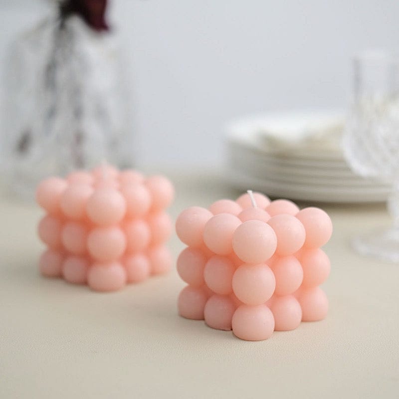 2 Bubble Cube Unscented Paraffin Wax Candles Wedding Centerpieces