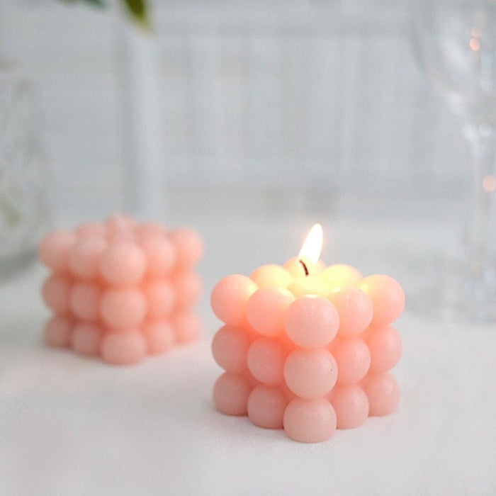 2 Bubble Cube Unscented Paraffin Wax Candles Wedding Centerpieces