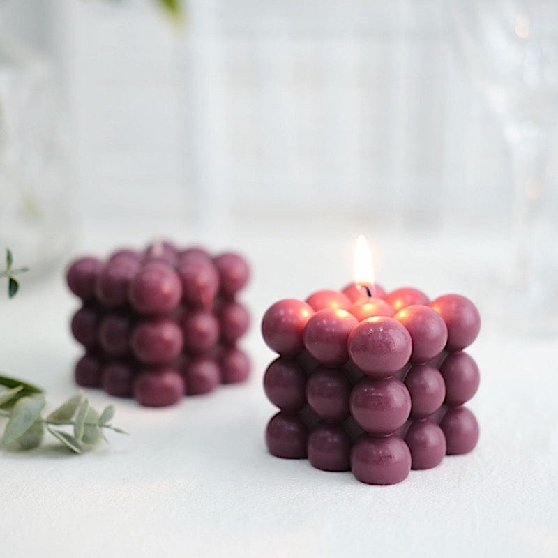 2 Bubble Cube Unscented Paraffin Wax Candles Wedding Centerpieces
