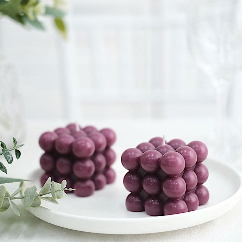 2 Bubble Cube Unscented Paraffin Wax Candles Wedding Centerpieces