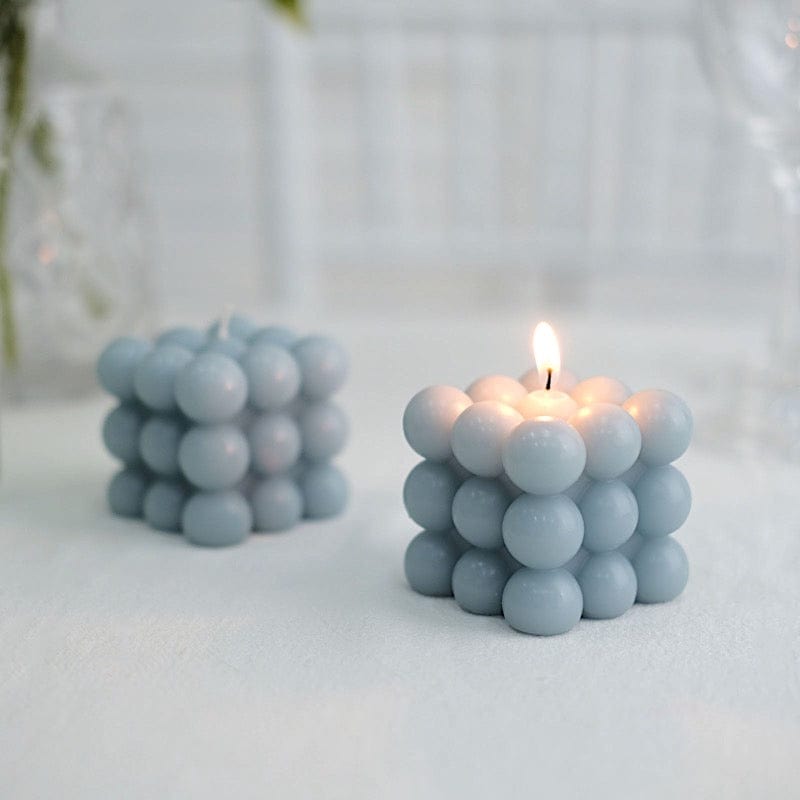 2 Bubble Cube Unscented Paraffin Wax Candles Wedding Centerpieces