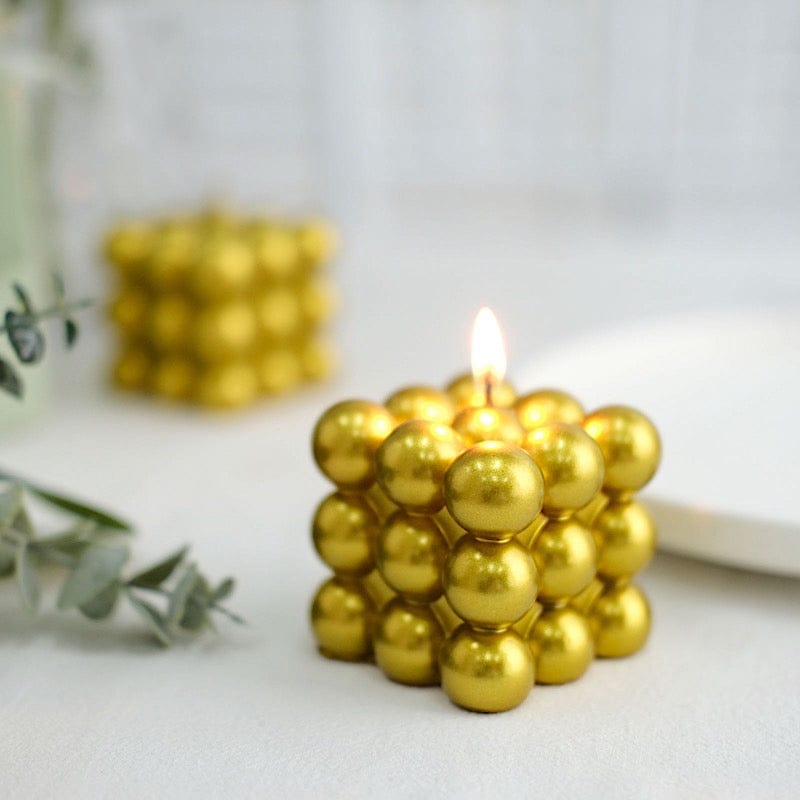 2 Bubble Cube Unscented Paraffin Wax Candles Wedding Centerpieces