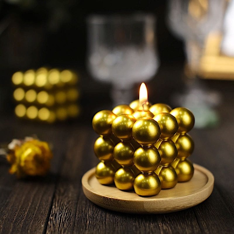 2 Bubble Cube Unscented Paraffin Wax Candles Wedding Centerpieces