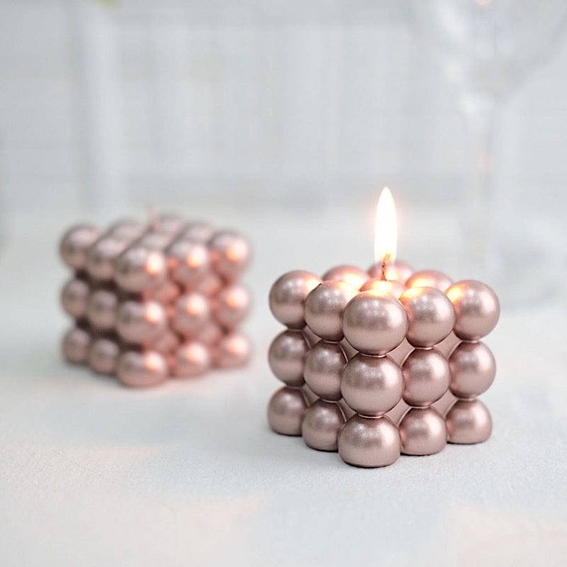 2 Bubble Cube Unscented Paraffin Wax Candles Wedding Centerpieces