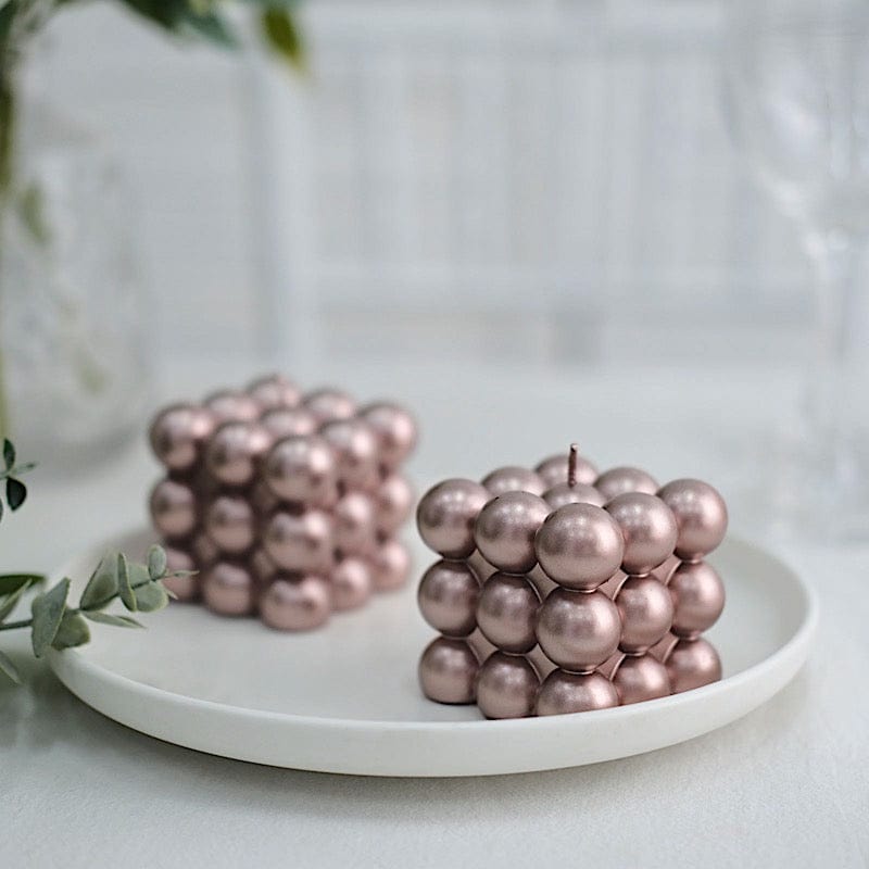 2 Bubble Cube Unscented Paraffin Wax Candles Wedding Centerpieces