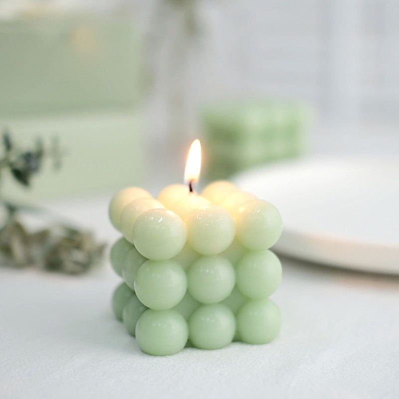 2 Bubble Cube Unscented Paraffin Wax Candles Wedding Centerpieces