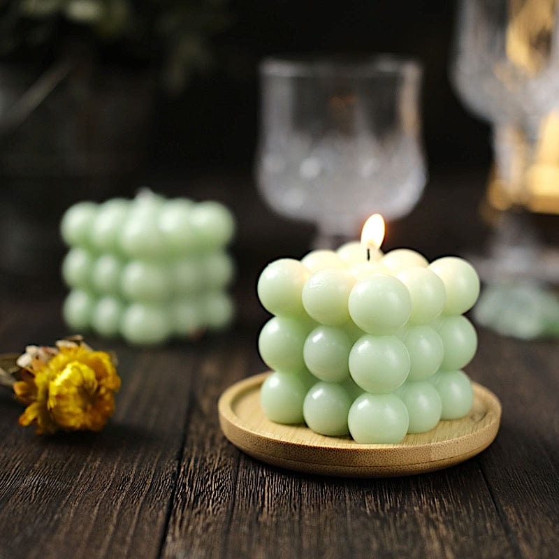 2 Bubble Cube Unscented Paraffin Wax Candles Wedding Centerpieces