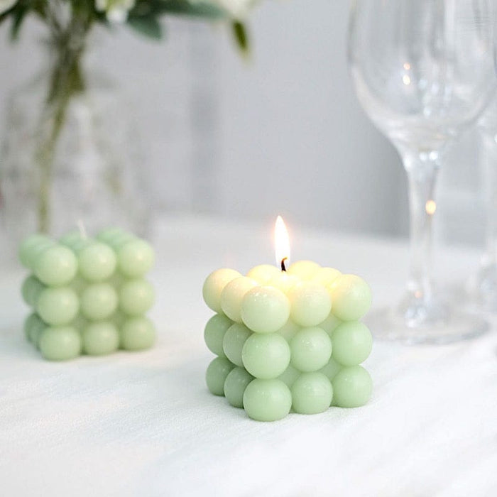 2 Bubble Cube Unscented Paraffin Wax Candles Wedding Centerpieces