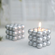 2 Bubble Cube Unscented Paraffin Wax Candles Wedding Centerpieces